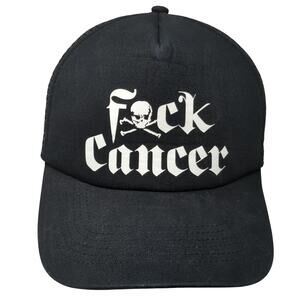 F**k Cancer Snapback Trucker Hat Black One Size Adjustable Mesh Back Big X